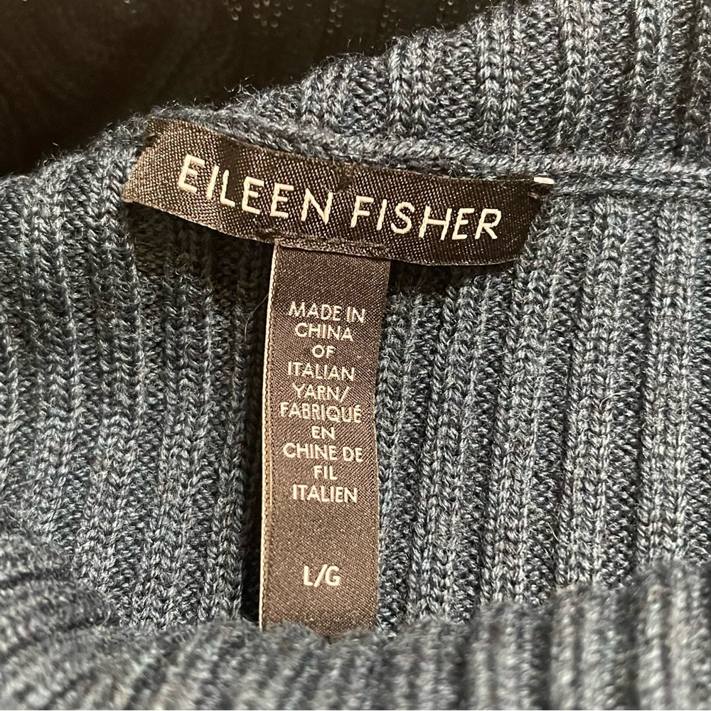 EILEEN FISHER Ribbed Turtleneck‎ Wool Tank In Alpine L - Picture 8 of 16